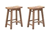 Boraam Sonoma Backless Saddle Kitchen Counter Stool - Barnwood Wire-Brush - Set of 2