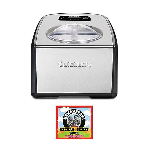 Cuisinart Ice Cream Maker with Compressor - Homemade Gelato Machine - LCD Display, 1.5-Quart Capacity, Stainless Steel Bowl Bundle with Homemade Ice Cream and Dessert Book (2 Items)
