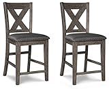 Signature Design by Ashley Caitbrook Rustic 24.63" Counter Height Upholstered Barstool, Set of 2, Gray