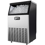 EUHOMY Commercial Ice Maker Machine, 100lbs/24H Stainless Steel Under Counter ice Machine with 33lbs Ice Storage Capacity, Freestanding Ice Maker.