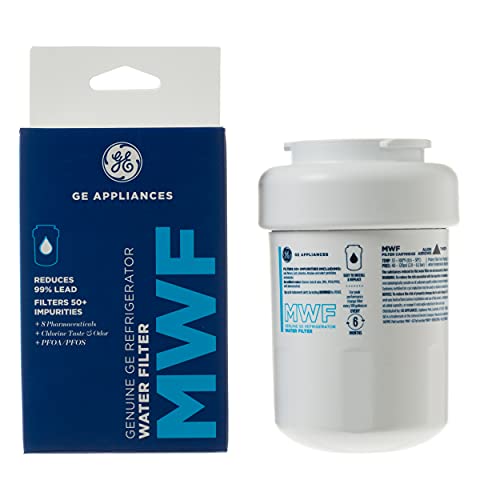 GE® MWF™ Refrigerator Water Filter, Genuine Replacement Filter, Certified to Reduce Lead, Sulfur, and 50+ Other Impurities, Replace Every 6 Months for Best Results, Pack of 1