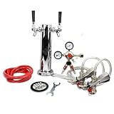 BACOENG Double Faucet Tower Beer Kegerator Conversion Kit with Dual Gauge Regulator, No Tank Stainless Steel Keg Tower