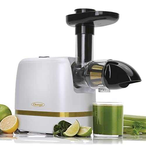 Omega H3000RWH13 Cold Press 365 Juicer Slow Masticating Extractor Creates Delicious Fruit Vegetable and Leafy Green High Juice Yield and Preserves Nutritional Value, 150-Watt, White