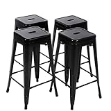 FDW Metal Bar Stools Set of 4 Counter Height Barstool Stackable Barstools 24 Inch Indoor Outdoor Patio Bar Stool Home Kitchen Dining Stool Backless Bar Chair