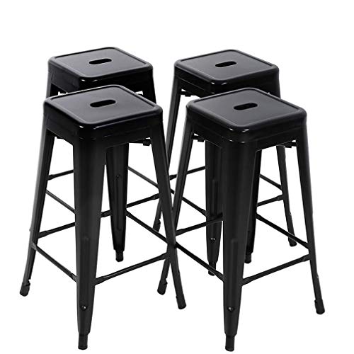 FDW Metal Bar Stools Set of 4 Counter Height Barstool Stackable Barstools 24 Inch Indoor Outdoor Patio Bar Stool Home Kitchen Dining Stool Backless Bar Chair