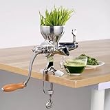 HAWOK Manual Wheatgrass Juicer, Stainless Steel Hand Crank Wheatgrass Juicer, Hand Fruit& Vegetables Squeezer