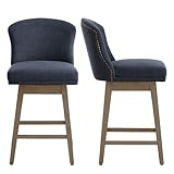 CHITA Counter Height Swivel Barstools, Upholstered Performance Fabric Bar Stools Set of 2, 26" Seat Height, Insignia Blue