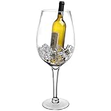 MyGift 20-Inch Giant Clear Decorative Hand Blown Wine Glass Novelty Stemware/Champagne Magnum Chiller
