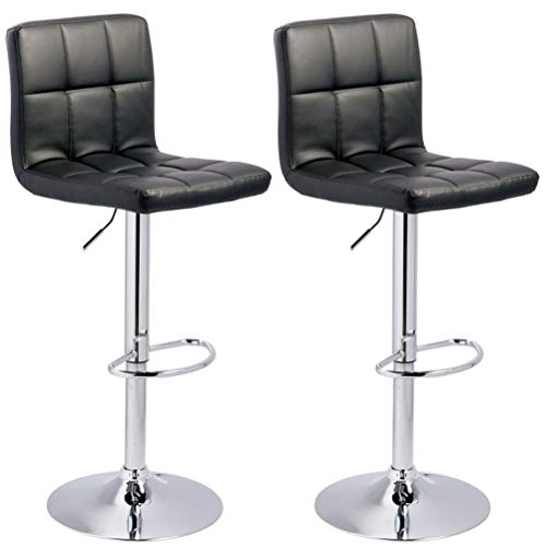 Signature Design by Ashley Bellatier Adjustable Height Swivel Bar Stool, 2 Count, Black & Chrome Finish