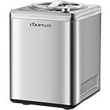 COUPLUX IC7308U 2.5L Automatic Ice Cream Maker Machine with Built-in Compressor - No Pre-Freezing, 3 Modes, LCD Display, Timer, 8 Hours Keep Cool, Stainless Steel for Ice Cream, Sorbet