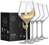 JoyJolt Layla White Wine Glasses, Set of 4 Italian Glasses, 13.5 oz Clear – Made in Europe
