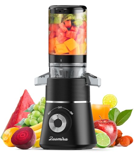 Cold Press Juicer, Zasmira Slow Masticating Juicer with 4.13" Extra-wide chute, Whole Fruit Juicer Machines for Vegetables & Fruits, 98% Juice Purity, 2 Cups Included/Easy to Clean