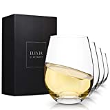 ELIXIR GLASSWARE Stemless Wine Glasses Set of 4-18 oz - Premium Crystal Stemless Wine Glass Set, Red Wine Glasses, White Wine Glasses - Housewarming Gifts, Wine Gifts for Women and Men