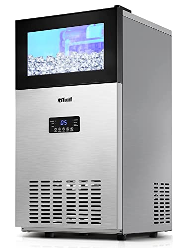Upgraded Commercial Ice Maker Machine 160LBS/24H with 35LBS Storage Bin, 15Inch Wide Ready 11-20 Mins Under Counter/Freestanding Stainless Steel Large Ice Machine