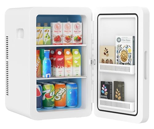 advwin 22L Mini Fridge for Bedroom, 30 Cans Portable Cooler & Warmer Compact Refrigerators with AC/DC Power for Skin Care, Beverage, Cosmetics, Food, Drinks, Office Desk Dorm Room, White