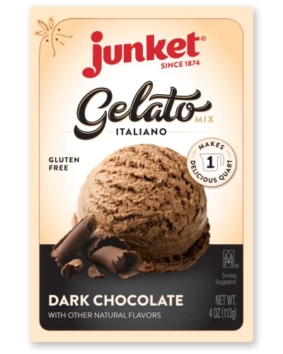 Junket Gelato Mix: Dark Chocolate Homemade Gelato Ice Cream Mix for Ice Cream Maker or Stir By Hand, Start to Finish in Minutes, 4 ounce box, Yields 1 quart Frozen Gelato (Pack of 1)