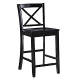 Linon Home Dcor Black X Back Counter Stool, 16" W x 17.91" D x 37.01" H