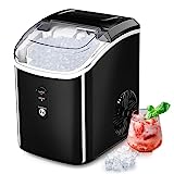 Nugget Ice Maker Countertop, Portable Crushed Sonic Ice Machine, Self Cleaning Ice Makers with One-Click Operation, Soft Chewable Ice in 7 Mins, 34Lbs/24H with Ice Scoop for Home Bar Camping RV
