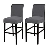 Turquoize Stretch Bar Stool Cover Counter Stool Pub Chair Slipcover for Dining Room Cafe Barstool Slipcover Removable Furniture Chair Seat Cover Jacquard Fabric with Elastic Bottom Set of 2, Gray