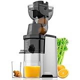 Masticating Juicer Machines, 4.1-inch(104mm) Powerful Slow Cold Press Juicer with Large Feed Chute, Electric Masticating Juicers for Vegetables and Fruits, Easy to Clean with Brush