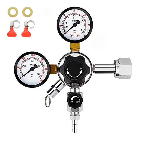 FERRODAY Dual Gauge CO2 Regulator Beer Kegerator CO2 Regulator Beer Keg Dual-stage Kegerator Regulator CGA-320 Beer Regulator Co2 Kegerator Part Beer Keg Regulator Co2 Beer Gas Regulator Beer Tap Tool