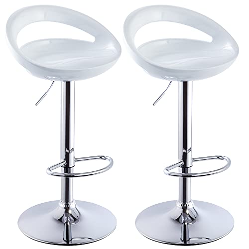 DUHOME Set of 2 ABS Barstools White Adjustable Swivel Bar Chairs 2 PCS for Kitchen Island Pub Bar