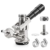 MRbrew Keg Coupler, Commercial Sankey Kegerator D System Keg Tap Stainless Probe Brass Body Beer Tap Dispenser for I.D 5/16'' Brewing Beer Line Gas Tubing with Check Valve Sealing Washer Hose Clamp
