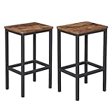 VASAGLE Bar Stools, Set of 2 Bar Chairs, Kitchen Breakfast Bar Stools with Footrest, Industrial in Living Room, Party Room, Rustic Brown and Black ULBC65X