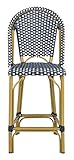 Safavieh PAT4019A Collection Gresley Navy and White Indoor/Outdoor Stacking French Bistro Counter Stool
