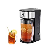 LITIFO Iced Tea Maker and Iced Coffee Maker Brewing System with 2-quart Pitcher, sliding strength selector for Taste Customization, Stainless Steel (Black)
