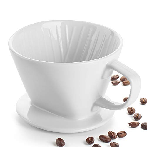 DOWAN Pour Over Coffee Maker, Non-Electric Pour Over Coffee Dripper, Easy Manual Brew Maker, Single Cups Porcelain Slow Brewing Accessories for Home, Cafe, Camping, Coffee Gifts, White