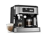 De'Longhi All-in-One Combination Coffee Maker & Espresso Machine + Advanced Adjustable Milk Frother for Cappuccino & Latte + Glass Coffee Pot 10-Cup, COM532M black