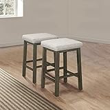 New Classic Furniture Churon Wood Bar Stool, Set of Two, 25-Inch, Grey