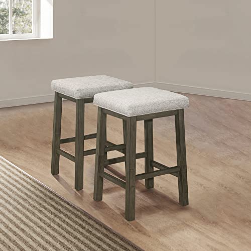New Classic Furniture Churon Wood Bar Stool, Set of Two, 25-Inch, Grey