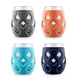 Ello Cru 17oz Stemless Wine Glass Set with Protective Silicone Sleeves, 4 Pack Cocktail Glass Perfect for Summer Patios and Parties Holiday Gifting Her Him Mother's Day, Dishwasher Safe, Paloma