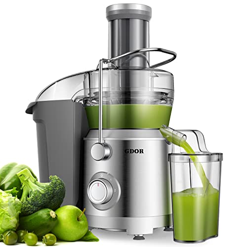 1300W GDOR Plus Juicer Machines with Larger 3.2” Feed Chute, Titanium Enhanced Cut Disc Centrifugal Juice Extractor, Full Copper Motor Heavy Duty, for Whole Fruits, Veggies, Dual Speeds, BPA-Free
