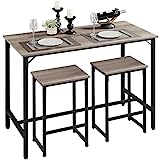 Yaheetech 3 Piece Dining Table Set, 47.5" Industrial Bar Table Set, Counter Height Kitchen Table with Bar Stools Set of 2, Kitchen Bar Height Table and Chairs for Dining Room, Small Space, Apartment