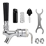 MRbrew Draft Beer Shank Faucet, No Leak 1/4'' Beer Barb Fitting Stainless Core Beer Tap Self-Closing Spring Tap Wrench Hose Clamp Brewing Kegerator Tower Replacement Kit for 3/16'' Beer Line Tubing