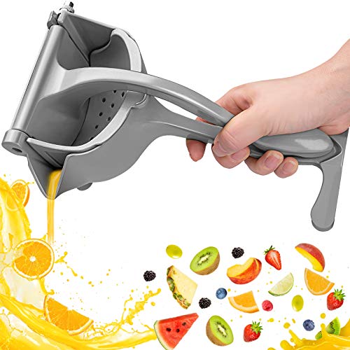 Automoness Manual Juicer, Single Press Lemon Juice Squeezer, Heavy Duty Aluminum Alloy Citrus Lemon Juicer Hand Press With Seed Filter, Hand Held Lemon Lime, Pomegranates,Orange, Apple Juicer