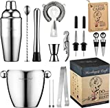 Bar Set 15 Piece Mixology Bartender Kit - Cocktail Shaker Set Bar Tool Set for Home and Professional Bartending - Martini Shaker and Drink Mixing Bar Tools - Cocktail Kit w/Exclusive Recipes Bonus