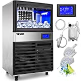VEVOR 110V Commercial Ice Maker Machine, 155LBS/24H Commercial Ice Machine with 39LBS Bin and Electric Drain Pump, Water Filter, Scoops Included, Under Counter Ice Maker Machine