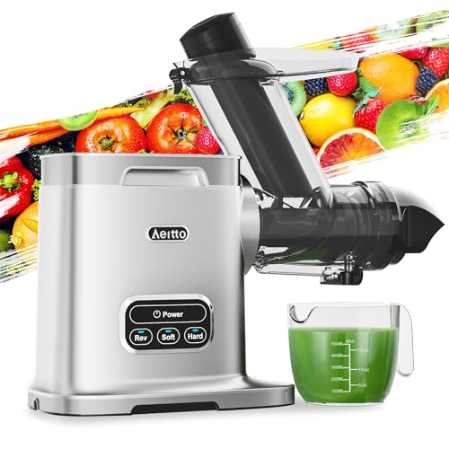 Aeitto Cold Press Juicer Machines, 3.6 Inch Wide Chute, Large Capacity, High Juice Yield, 2 Masticating Juicer Modes, Easy to Clean Slow Juicer for Vegetable and Fruit (Sliver)