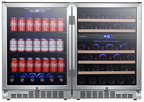 EdgeStar CWBV14246 48 Inch Wide 46 Bottle 142 Can Built-In Side-by-Side Wine and Beverage Center