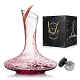 Wine Decanter,Red Wine Carafe,Wine Aerator,100% Hand Blown Lead-free Crystal Glass with Cleaning Beads,Wine Decanters and Carafes,Wine Gift with Luxury Packaging,Wine Accessories (1200ML)
