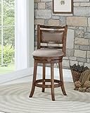 New Classic Furniture Aberdeen Counter Swivel Bar Stool with Open Back and Fabric Upholstered Seat & Back Rest, 24-Inch, Brown
