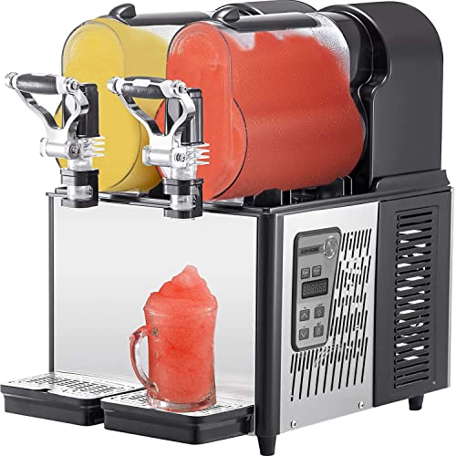 VEVOR Commercial Slushy Machine, 3LX2 Tank Slush Drink Maker, 370W Frozen Drink Machine, Slush Frozen Drink Machine with Automatic Clean For Home