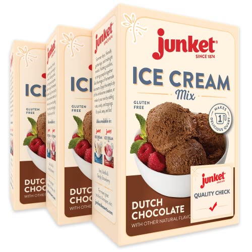 Junket Chocolate Ice Cream Mix: Makes 3 Quarts Old Fashioned Homemade Ice Cream for Ice Cream Maker or Hand Stir - Just Add Milk and Cream, Chill, and Enjoy. Quick and Easy! 4 oz Box of Powdered Ice Cream Starter Mix (Pack of 3)
