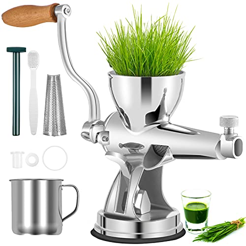 VEVOR Manual Wheatgrass Juicer Stainless Steel Hand Crank Wheatgrass Juicer Hand Wheatgrass Grinder with Suction Cup Base & Table-top Clamp Manual Juicer Extractor for Ginger Celery Apple Grape