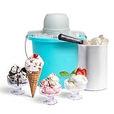 Nostalgia Electric Ice Cream Maker - Old Fashioned Soft Serve Ice Cream Machine Makes Frozen Yogurt or Gelato in Minutes - Fun Kitchen Appliance - Aqua - 4 Quart