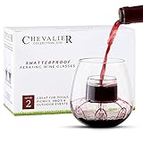 Tritan Shatterproof Aerating Wine Glasses by Chevalier Collection (Set of 2) - Made of Quality Plastic Material - Patented Wine Glass With Built In Aerator Decanter for Outdoor Use
